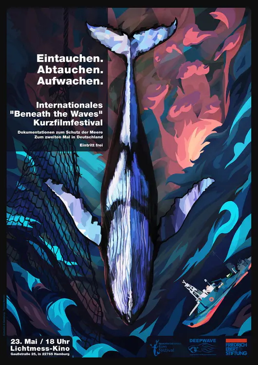 Beneath the Waves shortfilm festival in Hamburg (hosted 2013-2015) with [Deepwave](https://www.deepwave.org/?lang=en) and [Friedrich Ebert Stiftung](https://www.fes.de/julius-leber-forum). Image credit: [Thomas Berroth](http://www.thomasberroth.de/).